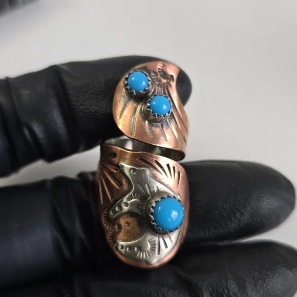 Native Spirit: Sterling Silver 925 Copper-Plated Sleeping Beauty Turquoise Ring